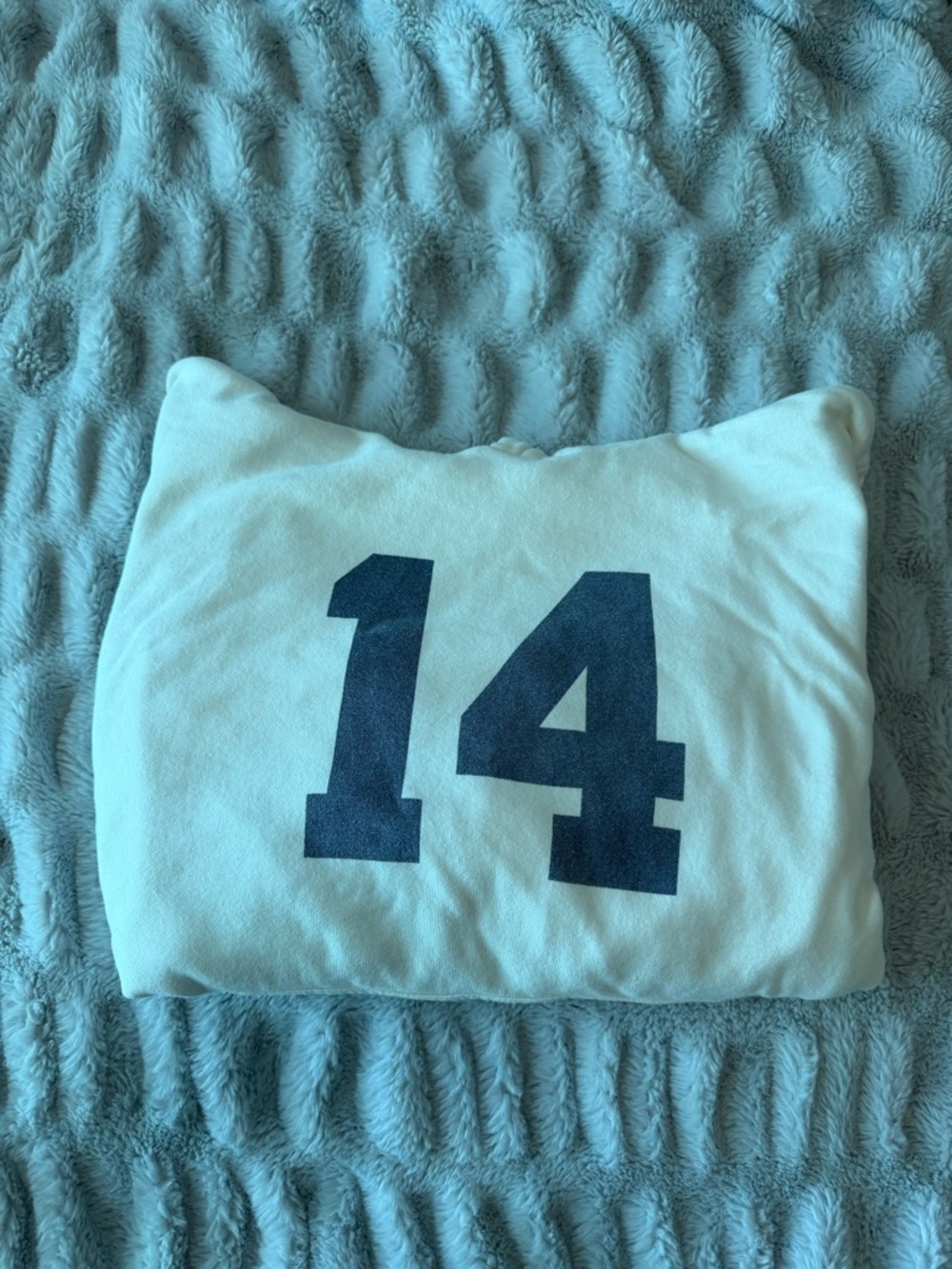 Brandy Melville White Sweatshirt with Navy '14' Graphic